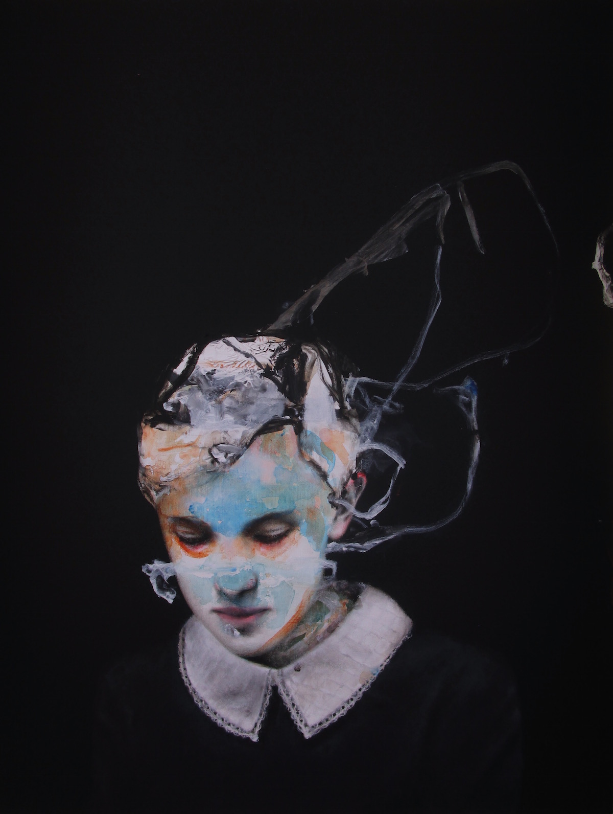 Antoine Cordet canvas toile peinture painting portrait art artist artiste peintre acrylic the process to shut your mouth